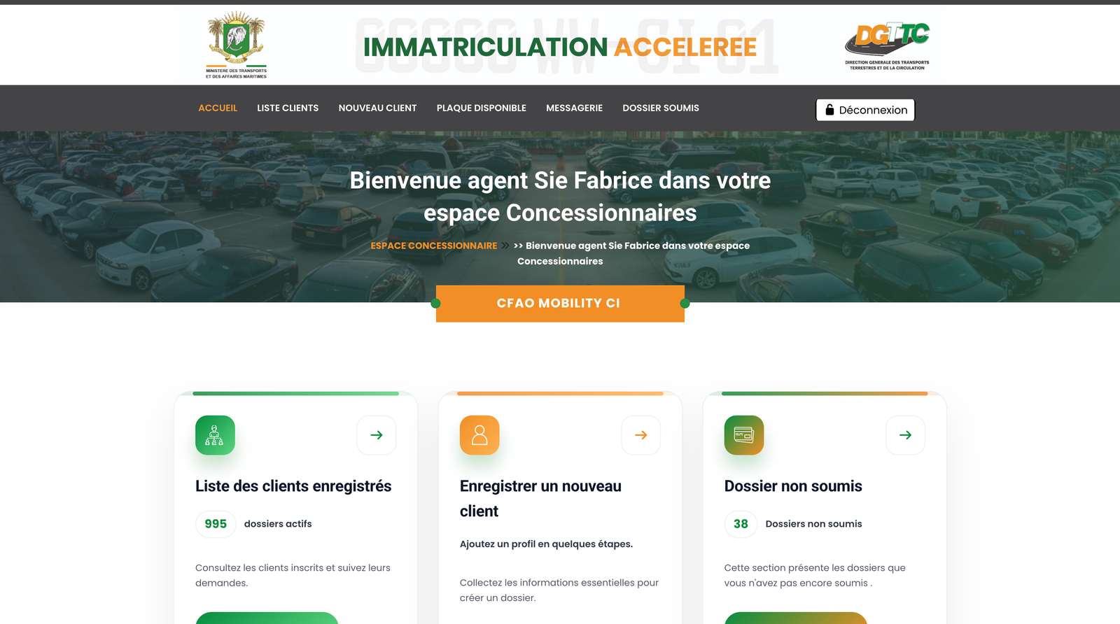 Plateforme nationale d'immatriculation des véhicules — Côte d'Ivoire