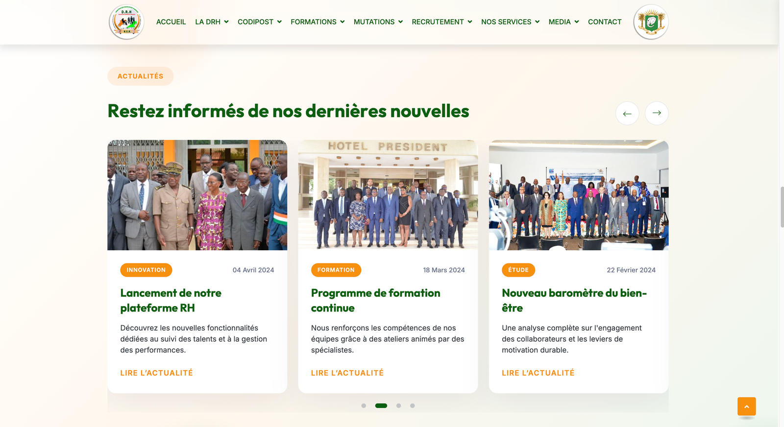 Section actualités